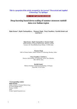 Deep-learning based down-scaling of summer monsoon rainfall data over
  Indian region