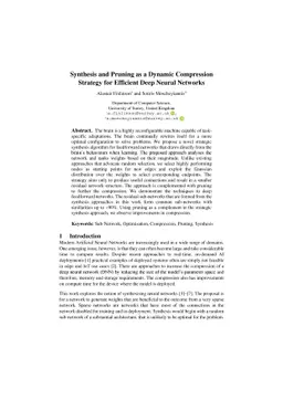 Synthesis and Pruning as a Dynamic Compression Strategy for Efficient
  Deep Neural Networks