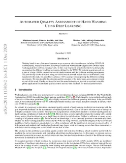 Automated Quality Assessment of Hand Washing Using Deep Learning