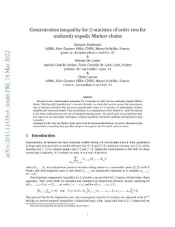 Concentration inequality for U-statistics of order two for uniformly
  ergodic Markov chains