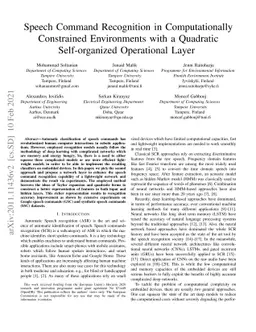 Speech Command Recognition in Computationally Constrained Environments
  with a Quadratic Self-organized Operational Layer