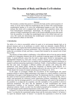 The Dynamic of Body and Brain Co-Evolution