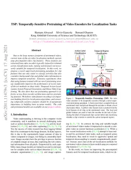 TSP: Temporally-Sensitive Pretraining of Video Encoders for Localization
  Tasks