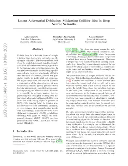 Latent Adversarial Debiasing: Mitigating Collider Bias in Deep Neural
  Networks