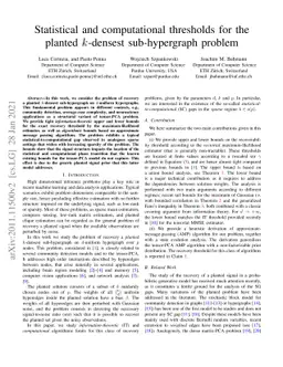 Statistical and computational thresholds for the planted $k$-densest
  sub-hypergraph problem