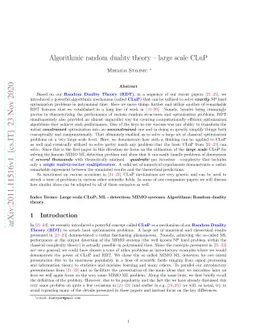 Algorithmic random duality theory -- large scale CLuP