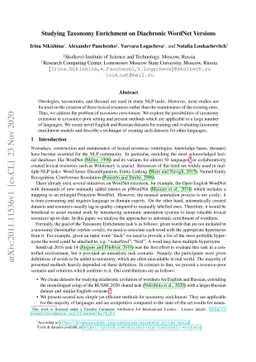 Studying Taxonomy Enrichment on Diachronic WordNet Versions