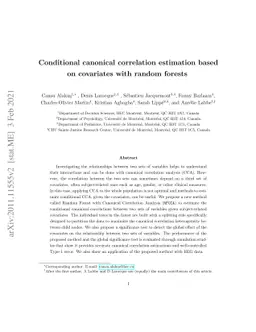 Conditional canonical correlation estimation based on covariates with
  random forests