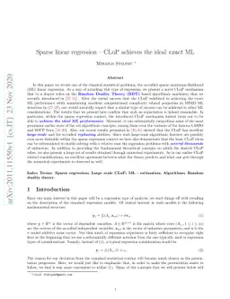 Sparse linear regression -- CLuP achieves the ideal \emph{exact} ML