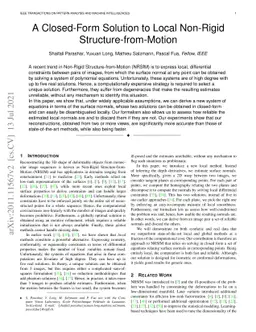 A Closed-Form Solution to Local Non-Rigid Structure-from-Motion