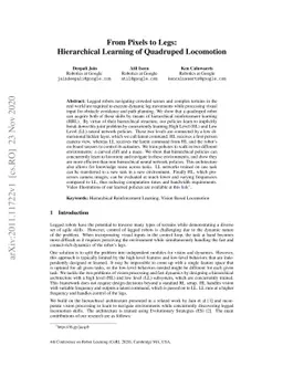 From Pixels to Legs: Hierarchical Learning of Quadruped Locomotion