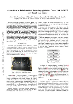 An analysis of Reinforcement Learning applied to Coach task in IEEE Very
  Small Size Soccer