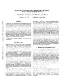 Synth2Aug: Cross-domain speaker recognition with TTS synthesized speech