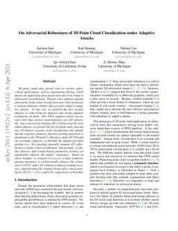 On Adversarial Robustness of 3D Point Cloud Classification under
  Adaptive Attacks