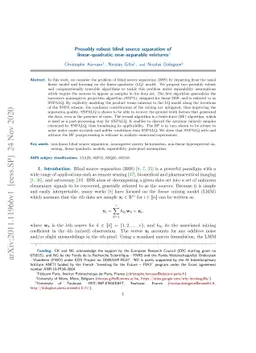 Provably robust blind source separation of linear-quadratic
  near-separable mixtures
