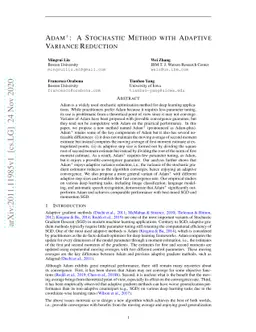 Adam$^+$: A Stochastic Method with Adaptive Variance Reduction