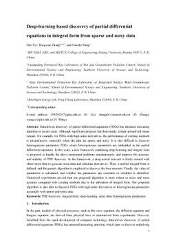 Deep-learning based discovery of partial differential equations in
  integral form from sparse and noisy data