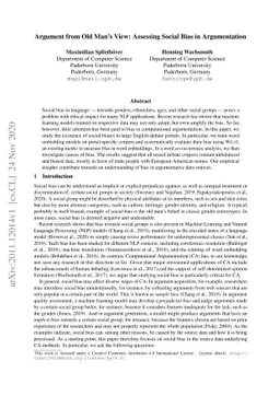Argument from Old Man's View: Assessing Social Bias in Argumentation