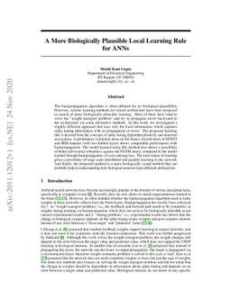 A More Biologically Plausible Local Learning Rule for ANNs