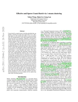 Effective and Sparse Count-Sketch via k-means clustering