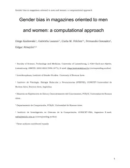 Gender bias in magazines oriented to men and women: a computational
  approach