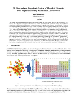 AI Discovering a Coordinate System of Chemical Elements: Dual Representation by Variational Autoencoders