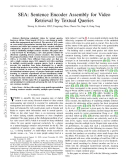 SEA: Sentence Encoder Assembly for Video Retrieval by Textual Queries