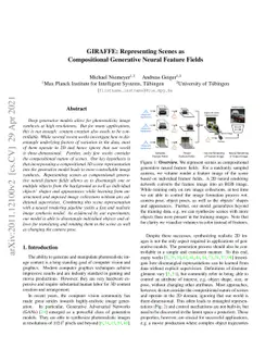 GIRAFFE: Representing Scenes as Compositional Generative Neural Feature
  Fields