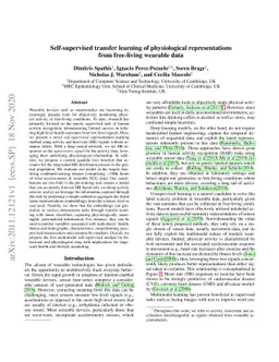 Self-supervised transfer learning of physiological representations from
  free-living wearable data
