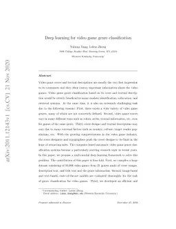 Deep learning for video game genre classification