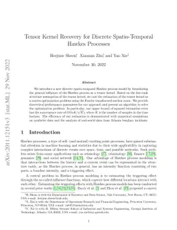 Tensor Kernel Recovery for Spatio-Temporal Hawkes Processes