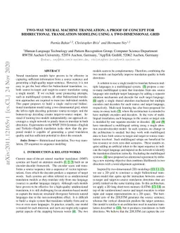 Two-Way Neural Machine Translation: A Proof of Concept for Bidirectional
  Translation Modeling using a Two-Dimensional Grid