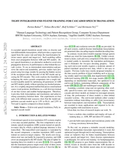Tight Integrated End-to-End Training for Cascaded Speech Translation