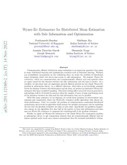 Wyner-Ziv Estimators for Distributed Mean Estimation with Side
  Information and Optimization