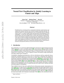 Neural Text Classification by Jointly Learning to Cluster and Align