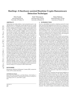 RanStop: A Hardware-assisted Runtime Crypto-Ransomware Detection
  Technique