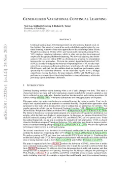 Generalized Variational Continual Learning