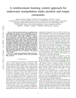 A reinforcement learning control approach for underwater manipulation
  under position and torque constraints