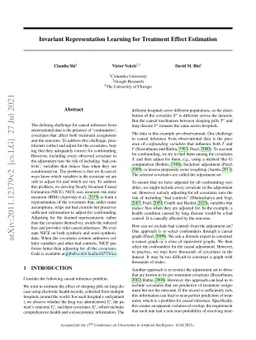 Invariant Representation Learning for Treatment Effect Estimation