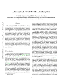 A3D: Adaptive 3D Networks for Video Action Recognition