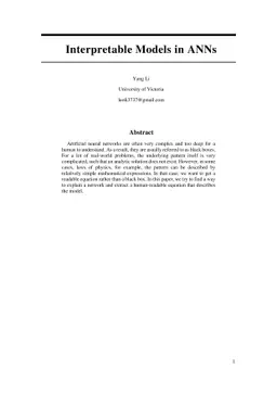 Interpretable Models in ANNs