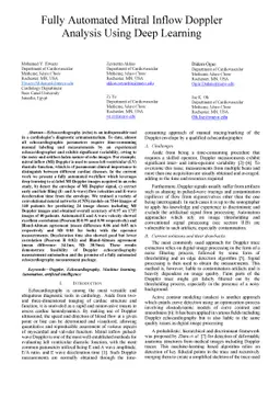 Fully Automated Mitral Inflow Doppler Analysis Using Deep Learning