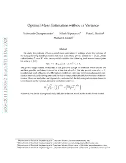 Optimal Mean Estimation without a Variance