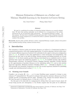 Minimax Estimation of Distances on a Surface and Minimax Manifold
  Learning in the Isometric-to-Convex Setting
