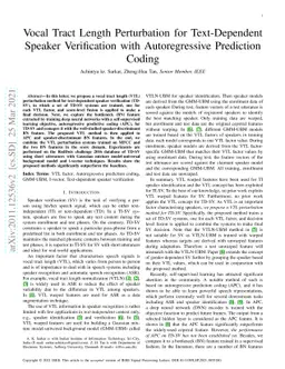 Vocal Tract Length Perturbation for Text-Dependent Speaker Verification
  with Autoregressive Prediction Coding
