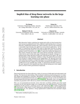 Implicit bias of deep linear networks in the large learning rate phase