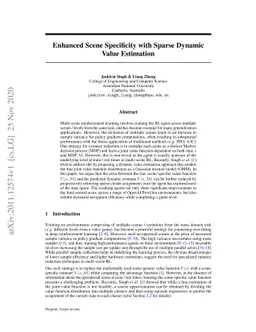 Enhanced Scene Specificity with Sparse Dynamic Value Estimation