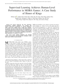 Supervised Learning Achieves Human-Level Performance in MOBA Games: A
  Case Study of Honor of Kings