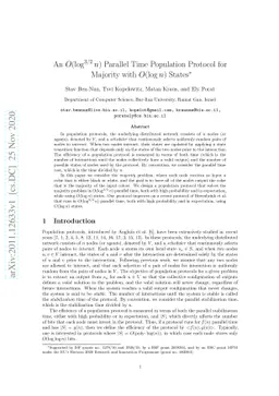 An $O(\log^{3/2}n)$ Parallel Time Population Protocol for Majority with
  $O(\log n)$ States