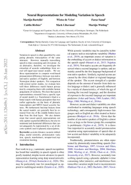 Neural Representations for Modeling Variation in Speech